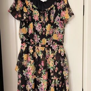 Lauren Conrad Floral Flutter Sleeve Scoop Neck Sundress